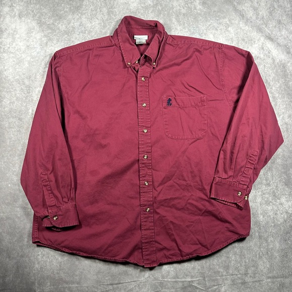 Disneyland Resort Other - VTG 90s Disneyland Resort Mens XL Mickey Mouse Maroon Cotton Twill Button Shirt